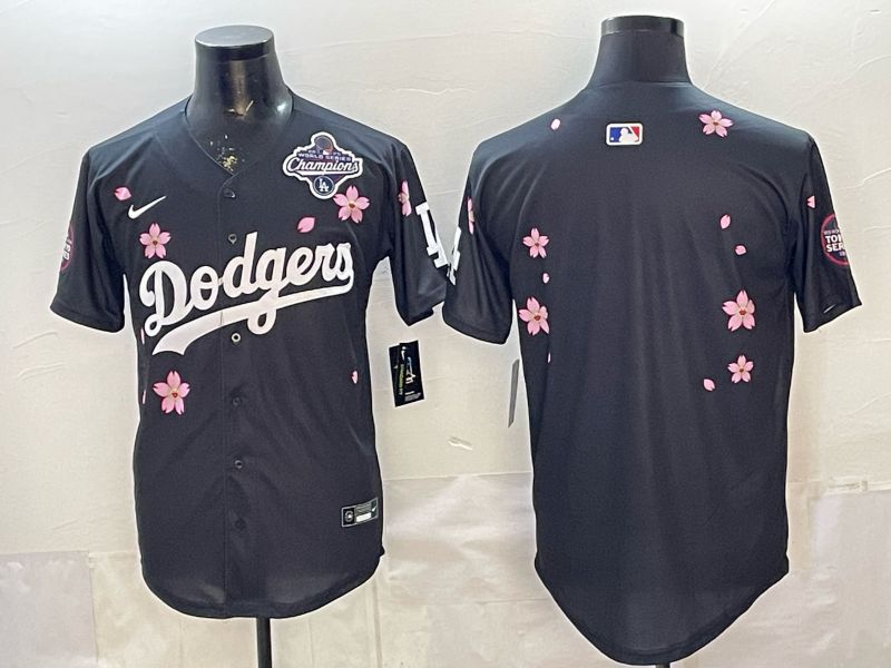 Men Nike 2026 Los Angeles Dodgers Blank Black Sakura Edition Game MLB Jersey 002